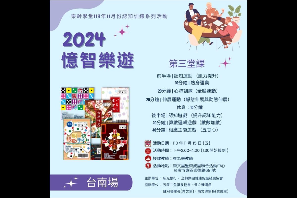 (課程已結束)憶智樂遊-台南場