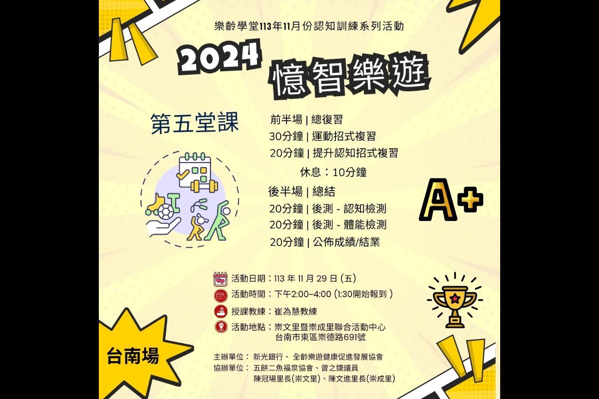 (課程已結束)憶智樂遊-台南場